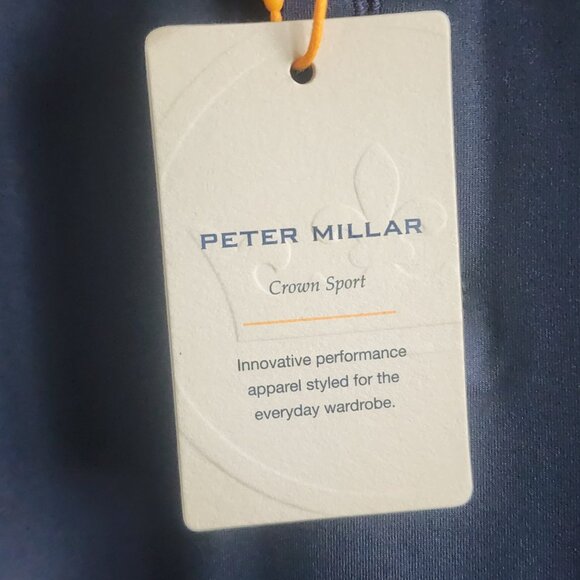 NWT Peter Millar Mens Crown Summer Comfort Polo Shirt Logo Navy Blue Size M - Picture 7 of 8